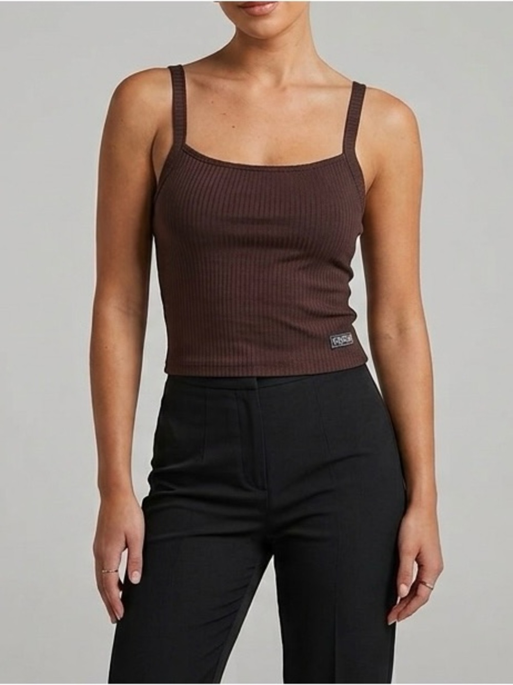 Vintage Brown Persona Ribbed Cami with built in Shelf Bra